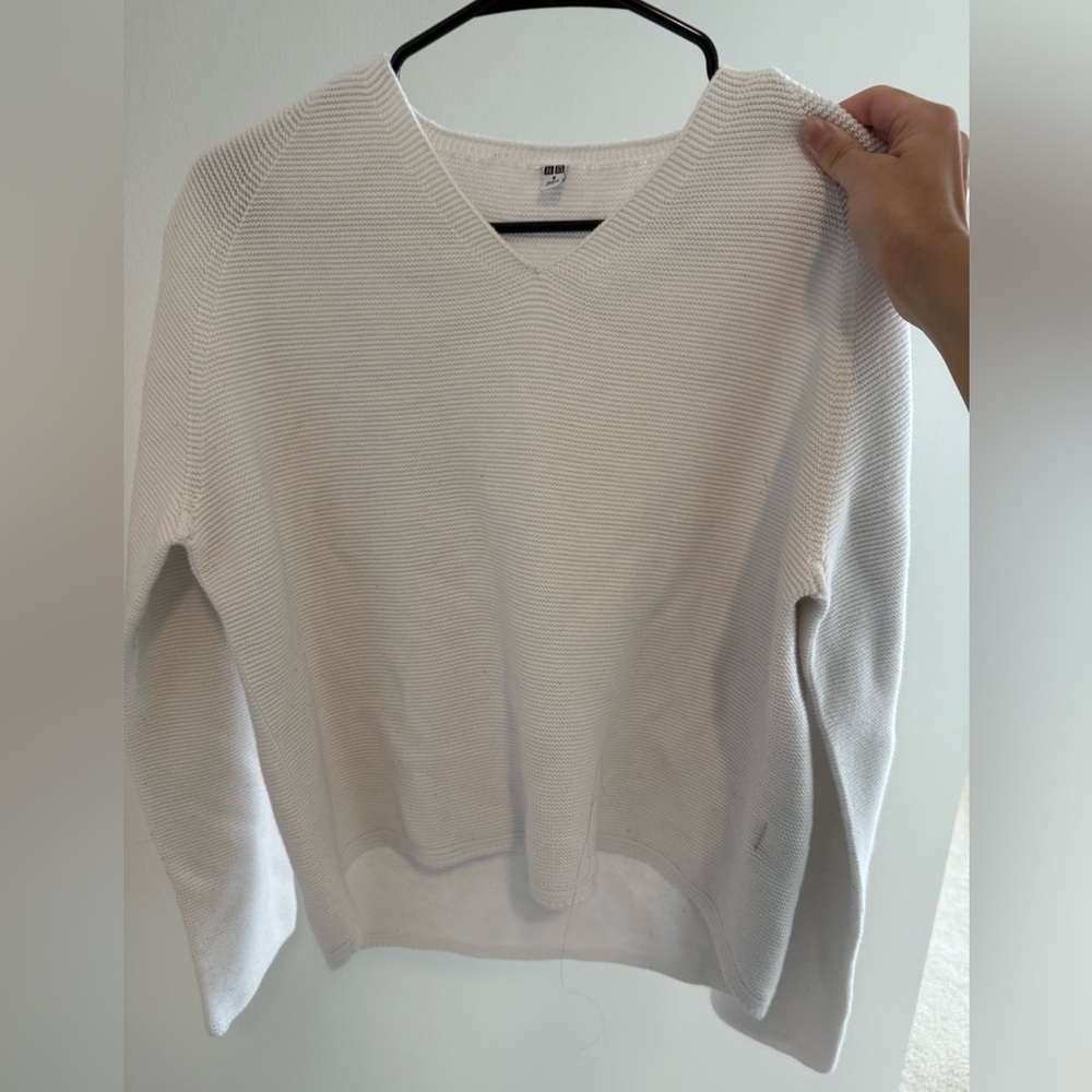 Uniqlo 3D Knit Cotton Sweater in Off White